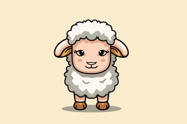 Cute sheep cartoon character vector illustration Cute farm animal