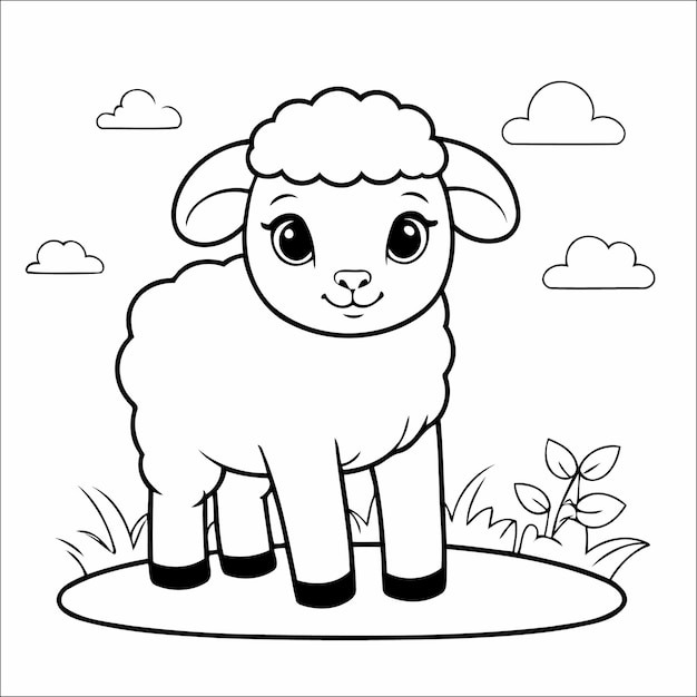 Cute Sheep Coloring Page For Toddlers