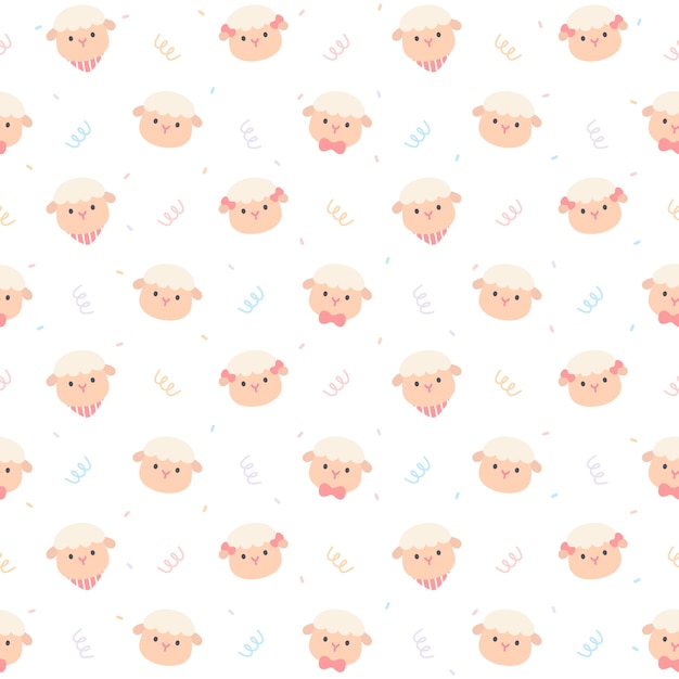 Cute sheep seamless repeating pattern, wallpaper, cute seamless pattern