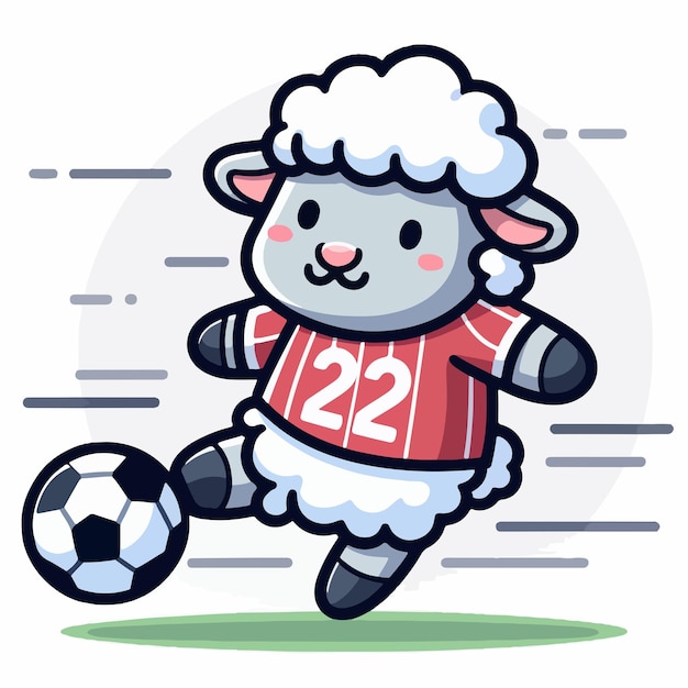 cute sheep soccer cartoon mascot vector