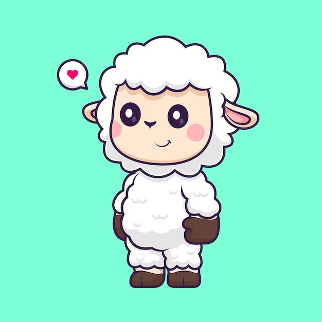 Cute Sheep Standing Cartoon Vector Icon Illustration Animal Nature Icon Concept Isolated Flat