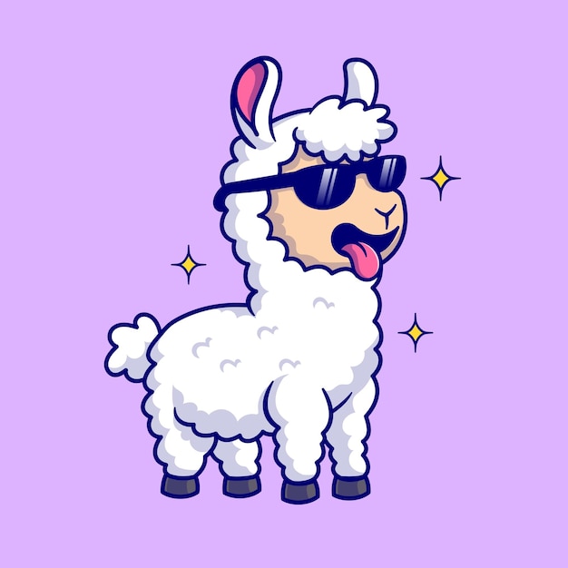 Cute Sheep Wearing Glasses Cartoon Vector Icon Illustration. Animal Fashion Icon Concept Isolated