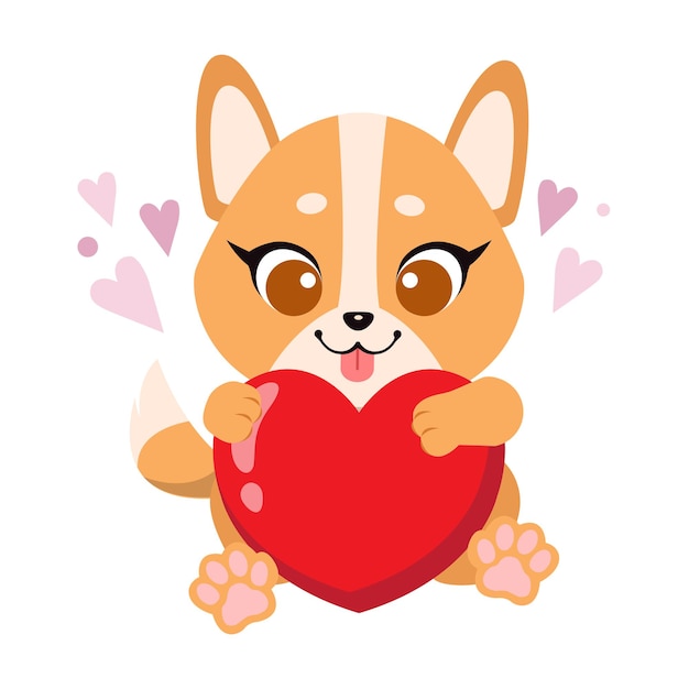 Cute Shiba Inu celebrates valentines day