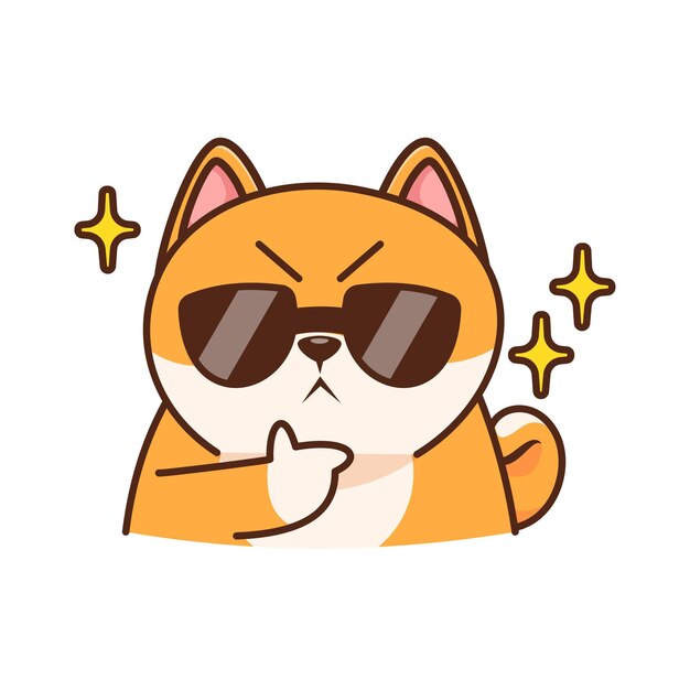 cute Shiba Inu character cool pose illustration emotes sticker element collection isolated