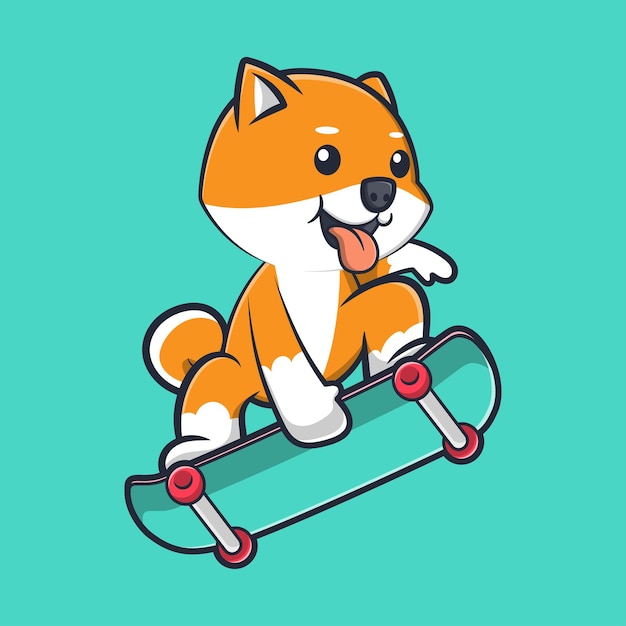 Cute shiba inu design with skate board