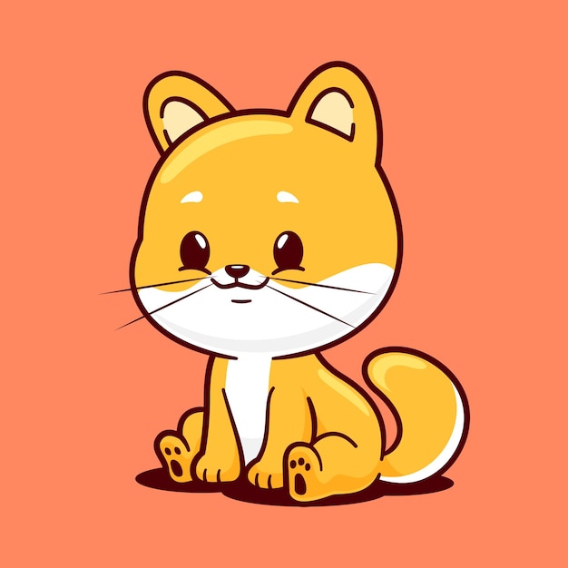 Cute Shiba Inu Dog Sitting Cartoon Vector