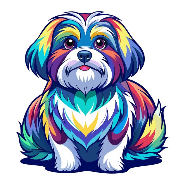 Vector cute shih tzu dog vector cartoon illustration