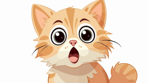 Vector cute shocked kitten cartoon illustration