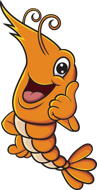 Cute shrimp cartoon giving thumb up