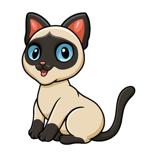 Cute siamese cat cartoon sitting