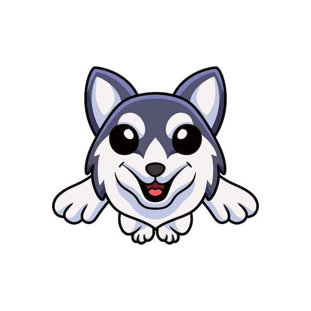 Cute siberian husky dog cartoon jumping