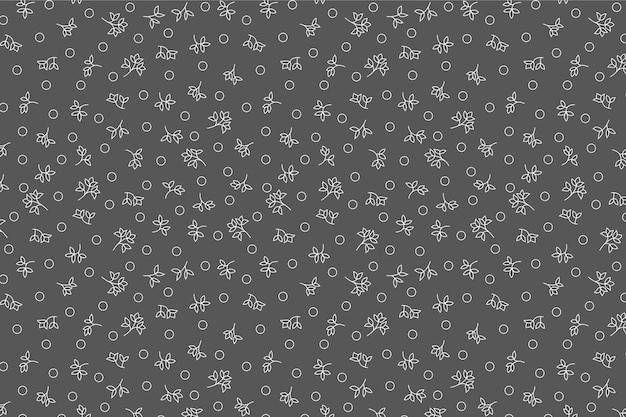 Cute silver floral pattern on a white background, Vector floral seamless pattern, Vector pattern