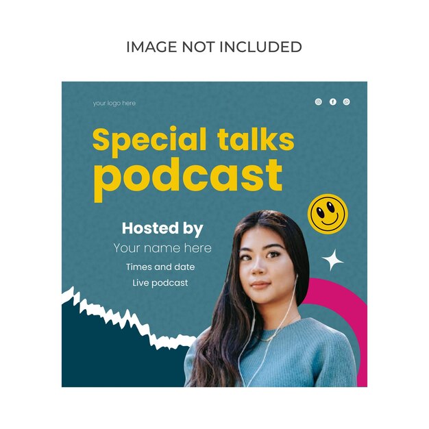 Vector cute simple podcast template design