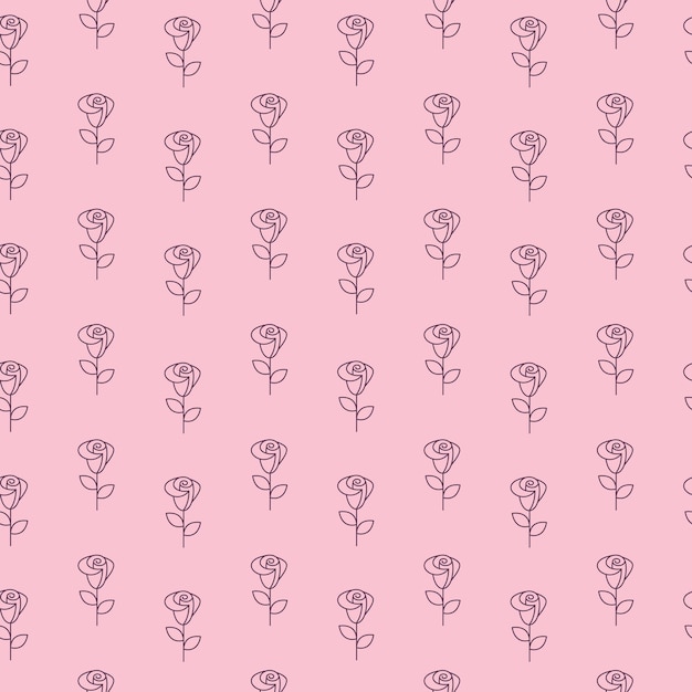 Cute simple seamless pattern with line roses