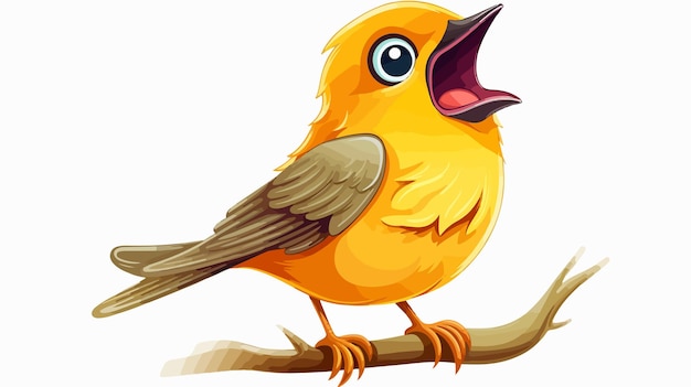 Cute Singing Bird Cartoon Vector Illustration