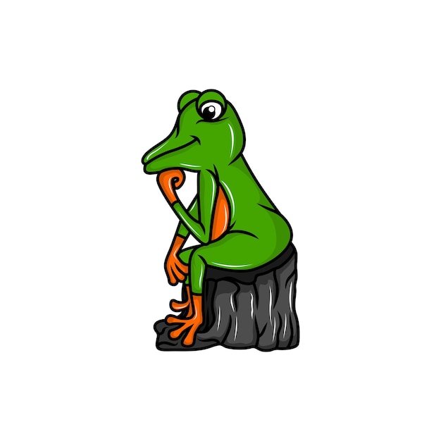 Cute sitting frog vector illustration