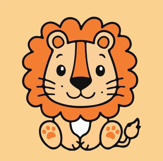 Cute sitting lion animation