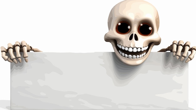 Vector cute skeleton cartoon character peeping around halloween themed illustration