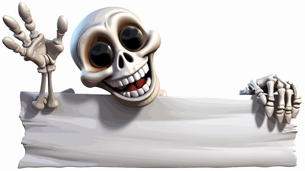 Vector cute skeleton cartoon character peeping around halloween themed illustration