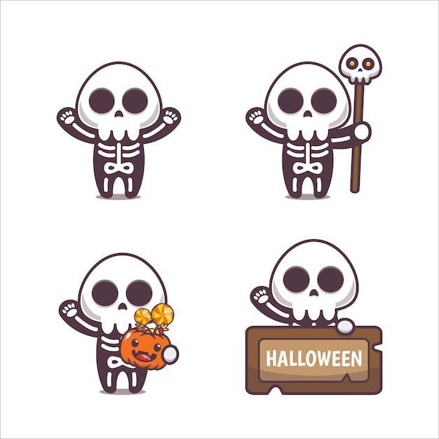 cute skeleton halloween cartoon illustration cute halloween cartoon vector illustration