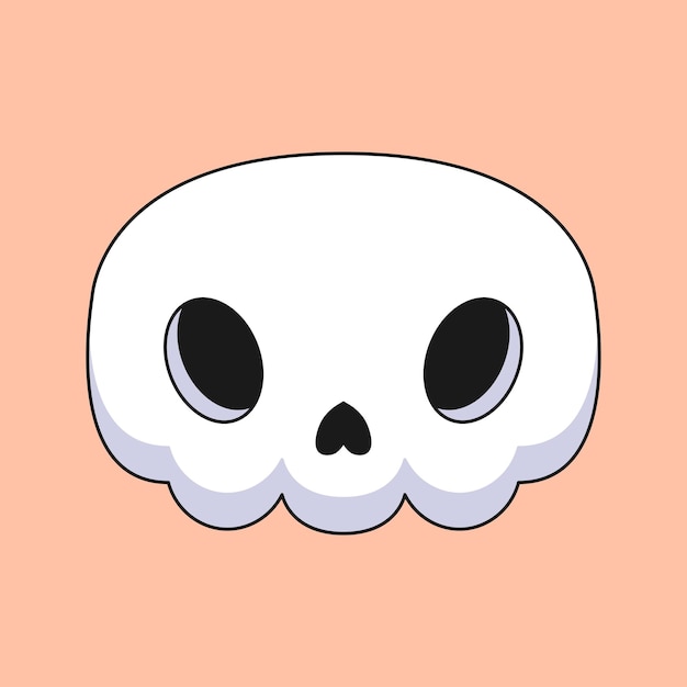 Cute skull cartoon mascot doodle art hand drawn concept vector kawaii icon illustration