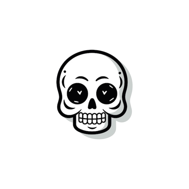 cute skull isolated on white background vector flat doodle style