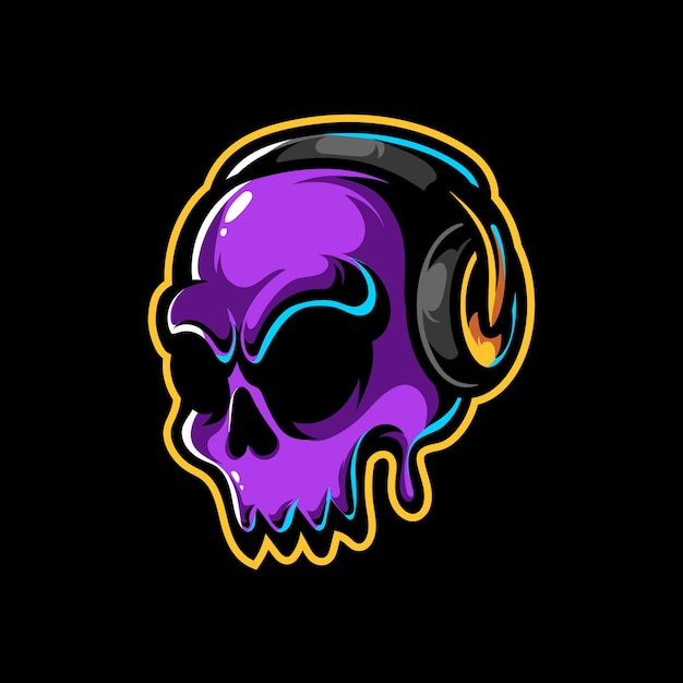 Cute Skull Music Mascot Logo