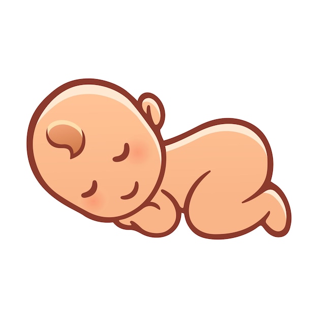 Cute sleeping baby cartoon drawing