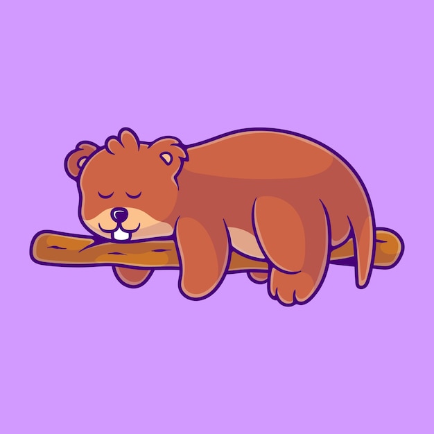 Cute sleeping otter illustration suitable for mascot sticker and tshirt design