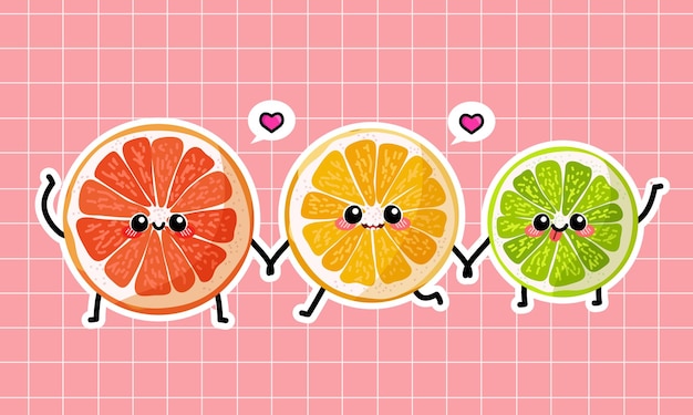 Cute Slice Of Citruses Vector Illustration