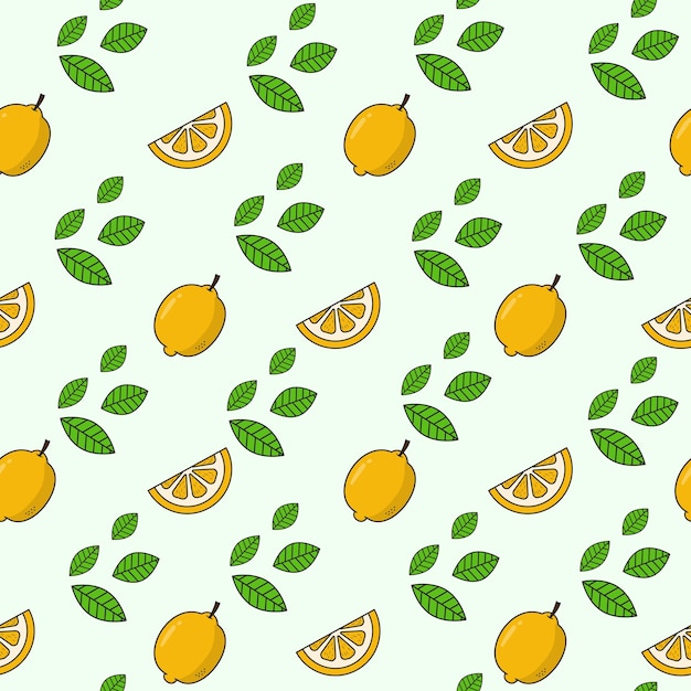 Cute sliced lemons pattern and summer pattern with lemons and Leaf