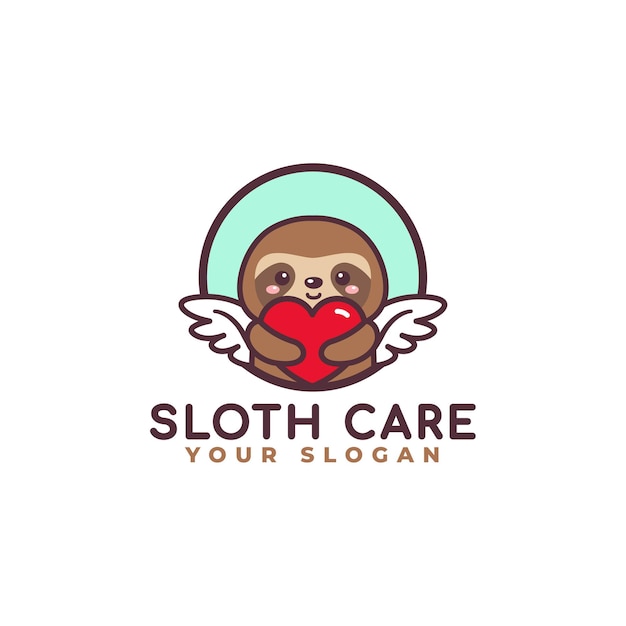 Cute Slot Hugging Heart Care Logo Mascot Baby Shop