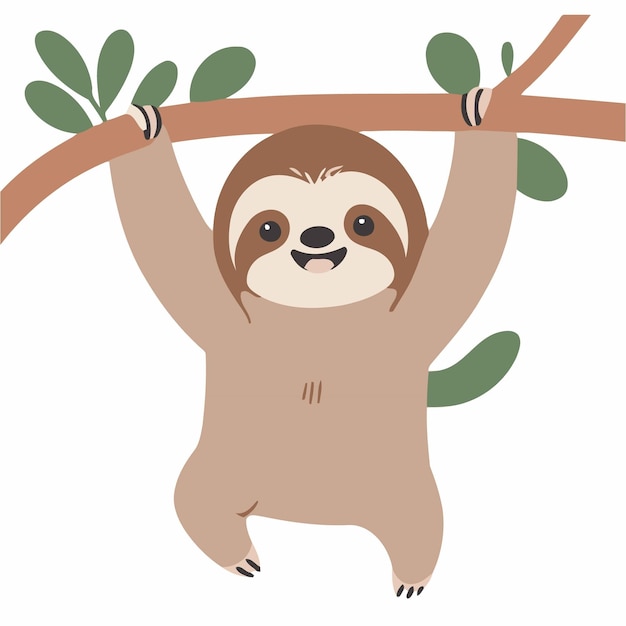 Cute Sloth for children story book vector illustration