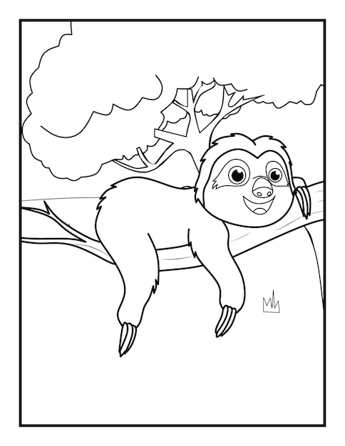 Cute Sloth Coloring Book Pages For Kids Coloring Sheet