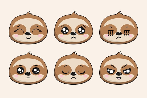 Cute Sloth Face Kawaii Sticker Part 1