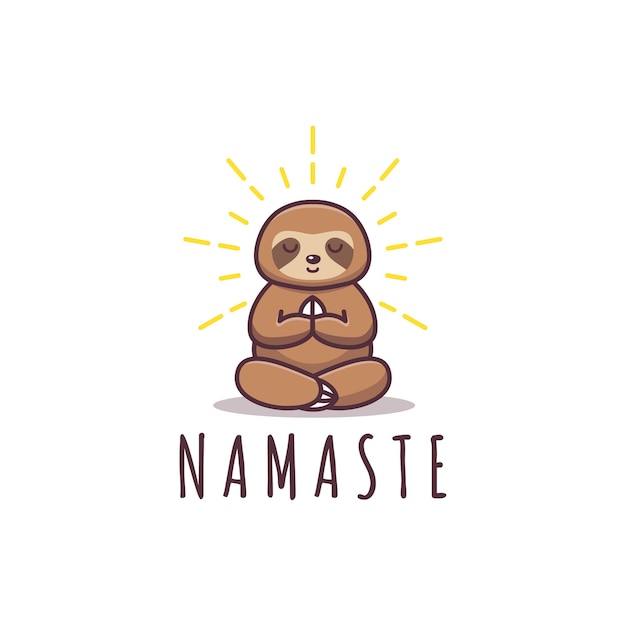 Cute sloth yoga pose namaste