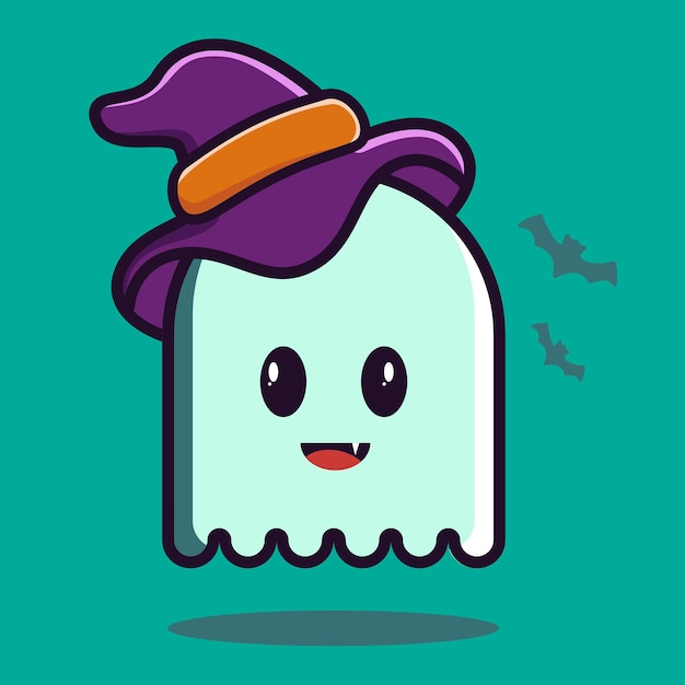 Cute smile ghost chartoon vector , happy Halloween