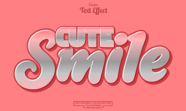 cute smile modern cartoon editable text effect design