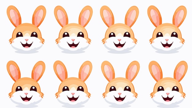 Vector cute smiling bunny emoji cartoon head isolated