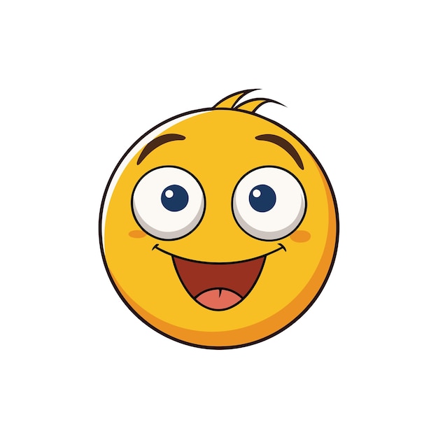 Cute Smiling Emoji With Open Eyes Isolated On White Background