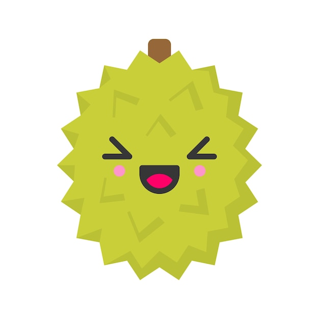 Cute smiling exotic durian isolated colorful vector fruit icon