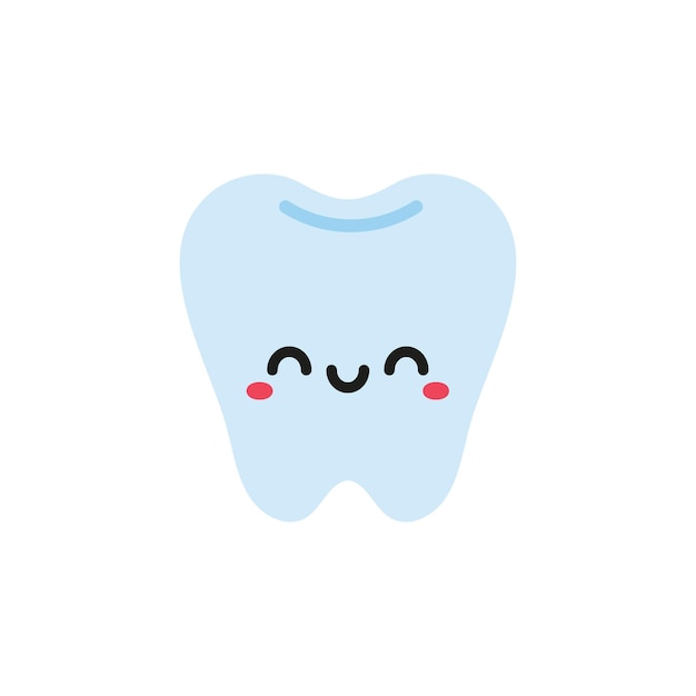 Cute smiling tooth cartoon Happy character vector illustration