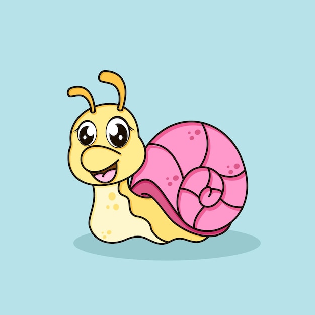 Cute snail cartoon vector icon illustration flat cartoon style