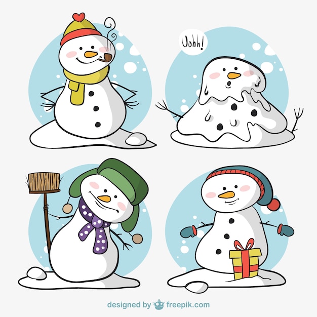 Vector cute snowman characters