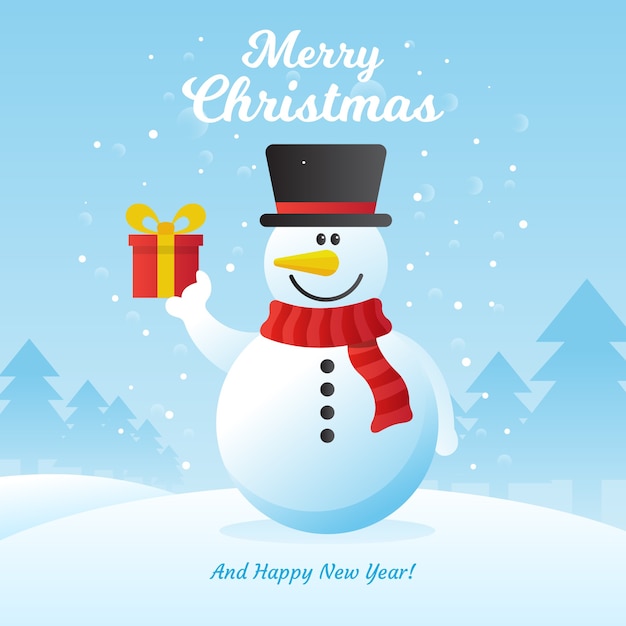 Cute snowman For Christmas Background