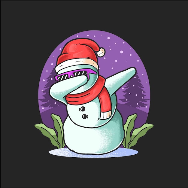 Cute Snowman Dabbing Celebrate Christmas Day