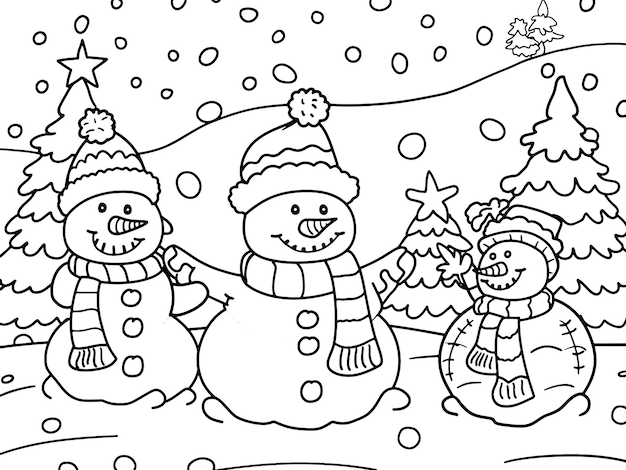 Vector cute snowman family in winter scene illustration vector generative ai illustration