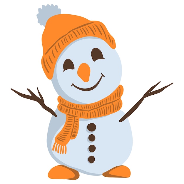 Cute Snowman Wearing Scraf Hand drawn icon