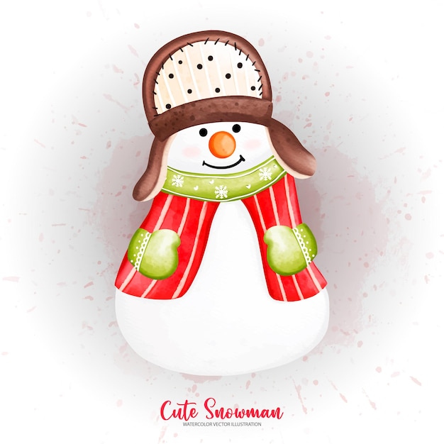 Cute Snowman Winter isolated illustration Digital paint watercolor illustrationxDxA