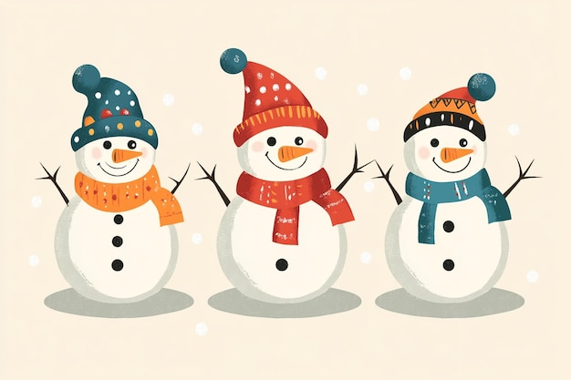 Vector cute snowmen vector illustration